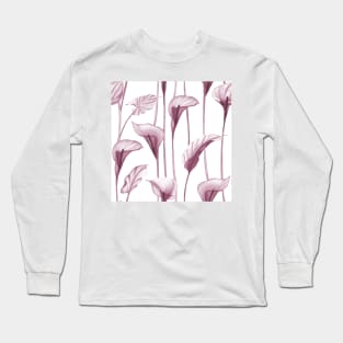 Xray Calla Lilly flowers. Tropical transparent watercolor flowers print Long Sleeve T-Shirt